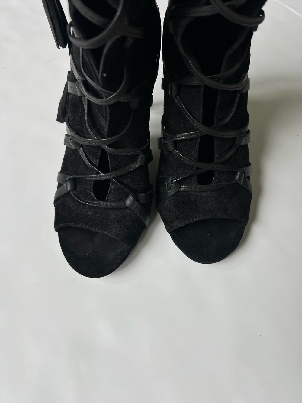 VC John Camuto Maddy High Heel Lace-Up Black Suede Boots Renaissance leather - Picture 15 of 16